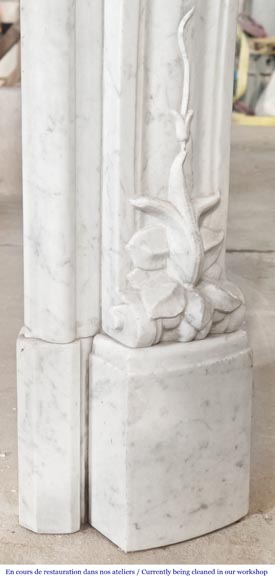 Louis XV style fireplace in Carrara marble with shell decoration Louis XV style fireplace in Carrara marble with shell decoration-8