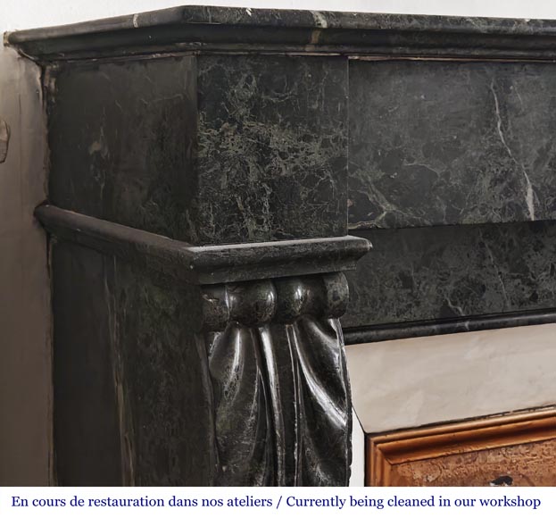 Napoleon III style fireplace in green marble-2