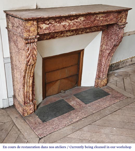 Napoleon III style fireplace in pink Brocatelle marble-2