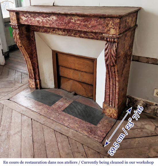 Napoleon III style fireplace in pink Brocatelle marble-5
