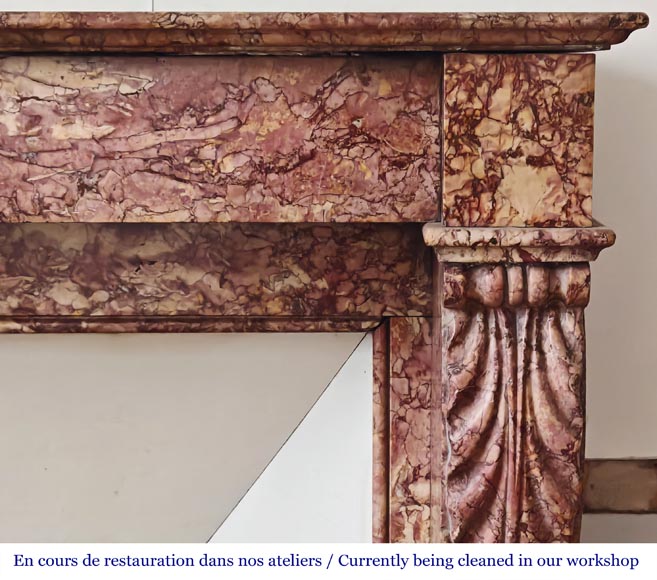Napoleon III style fireplace in pink Brocatelle marble-6