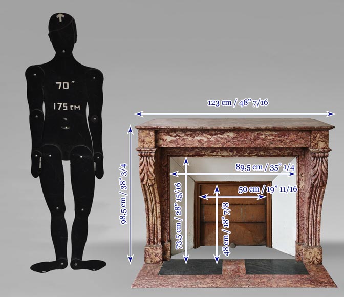 Napoleon III style fireplace in pink Brocatelle marble-9