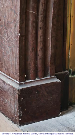 Napoleon III style fireplace in griotte marble with a brass interior Napoleon III style fireplace in griotte marble with a brass interior-4