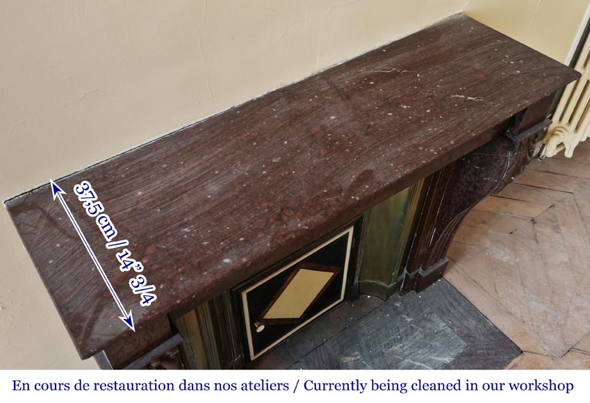 Napoleon III style fireplace in griotte marble with a brass interior Napoleon III style fireplace in griotte marble with a brass interior-9