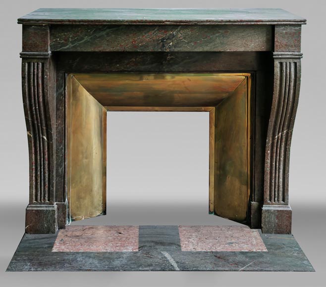 Napoleon III style fireplace in a marble similar to Campan marble, with its brass interior-0