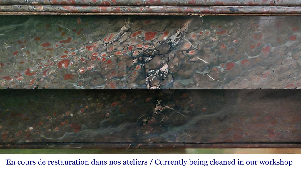 Napoleon III style fireplace in a marble similar to Campan marble, with its brass interior-1