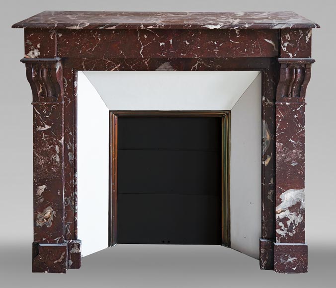 Napoleon III style fireplace, modillion type, in northern red marble-0
