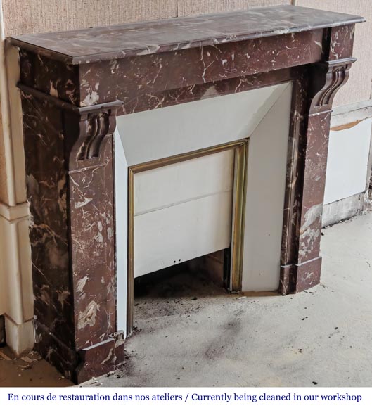 Napoleon III style fireplace, modillion type, in northern red marble-2