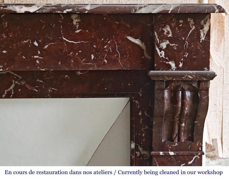 Napoleon III style fireplace, modillion type, in northern red marble-6