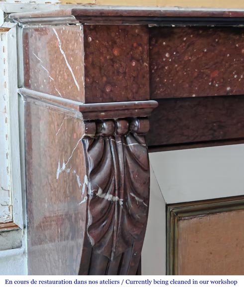 Napoleon III style fireplace in griotte red marble-3