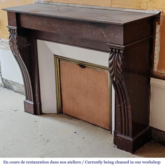 Napoleon III style fireplace in griotte red marble-5