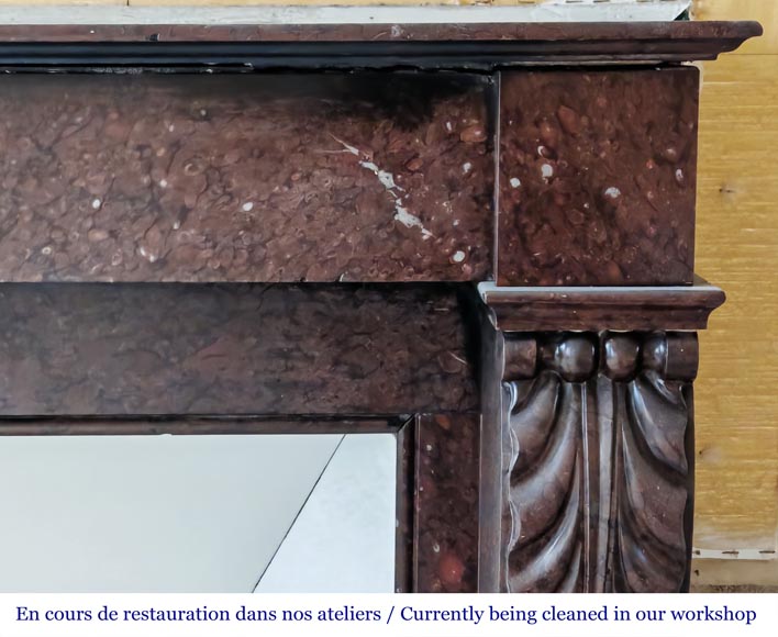 Napoleon III style fireplace in griotte red marble-6
