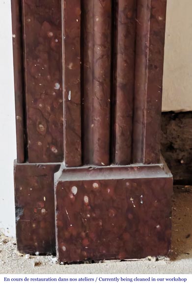 Napoleon III style fireplace in griotte red marble-7