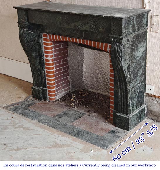 Napoleon III style fireplace with acanthus leaf in green marble-5