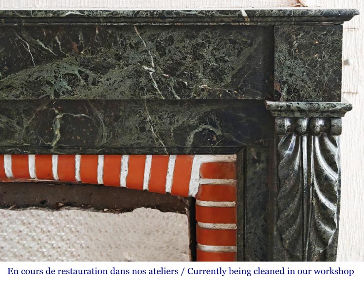 Napoleon III style fireplace with acanthus leaf in green marble-6
