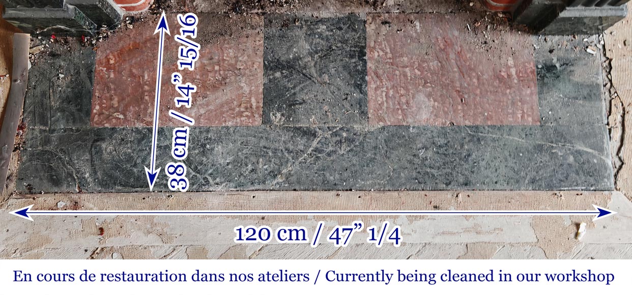 Napoleon III style fireplace with acanthus leaf in green marble-7