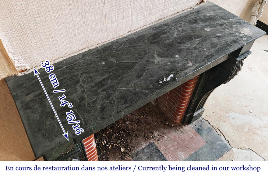 Napoleon III style fireplace with acanthus leaf in green marble-8