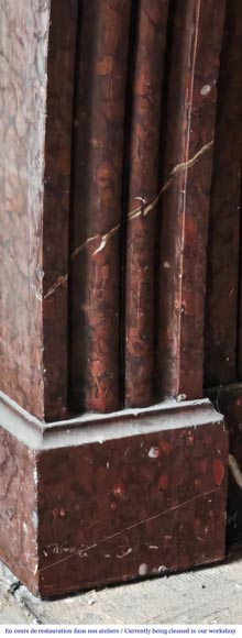 Napoleon III style fireplace decorated with acanthus leaves, in griotte red marble Napoleon III style fireplace decorated with acanthus leaves, in griotte red marble-4