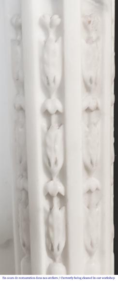Louis XVI style fireplace in semi-statuary marble, featuring columns and Ionic capitals Louis XVI style fireplace in semi-statuary marble, featuring columns and Ionic capitals-7