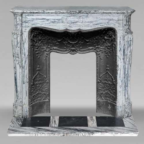 Louis XV style Pompadour model fireplace in blue floral marble