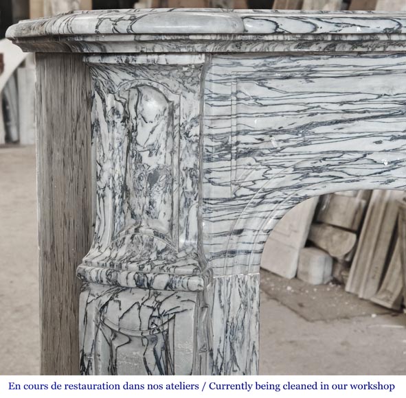 Louis XV style Pompadour model fireplace in blue floral marble Louis XV style Pompadour model fireplace in blue floral marble-3