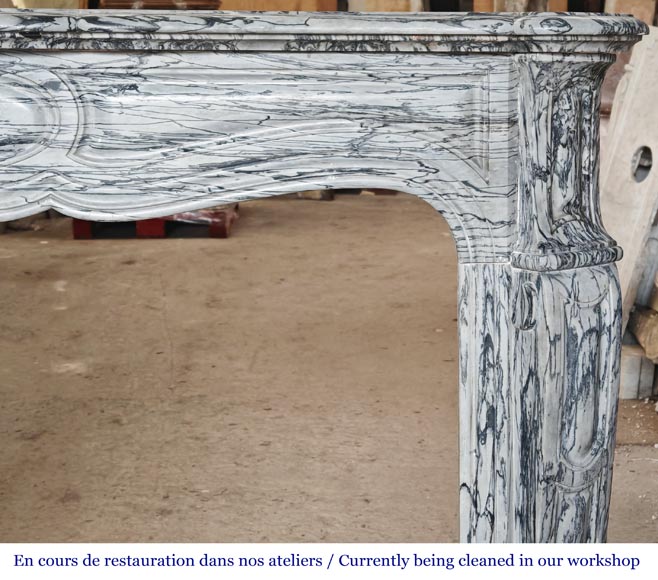 Louis XV style Pompadour model fireplace in blue floral marble Louis XV style Pompadour model fireplace in blue floral marble-6