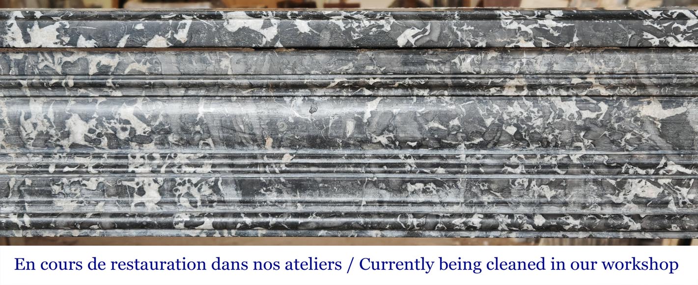 Louis XVI period molded fireplace in grey Saint-Anne marble-1