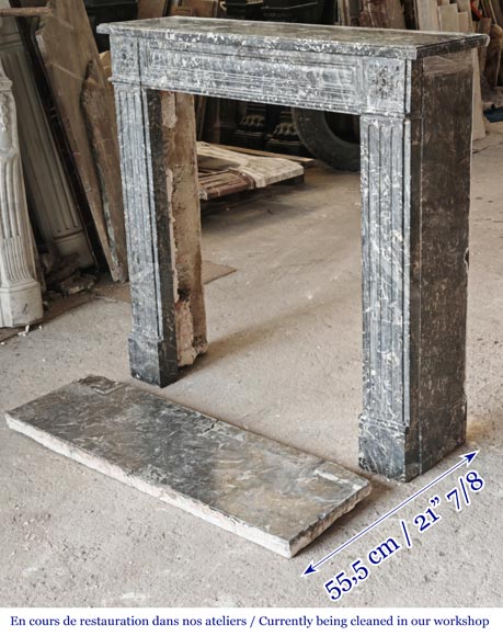 Louis XVI period molded fireplace in grey Saint-Anne marble-5