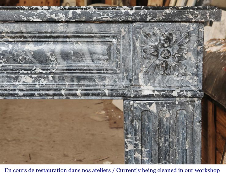 Louis XVI period molded fireplace in grey Saint-Anne marble-6