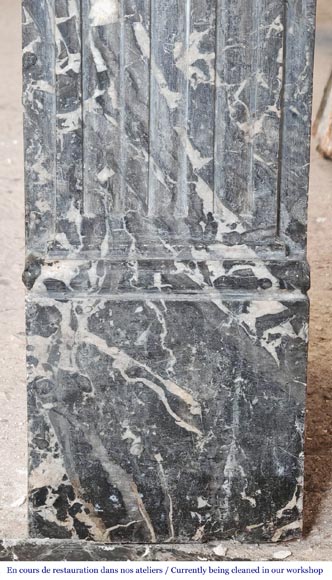 Louis XVI period molded fireplace in grey Saint-Anne marble-7