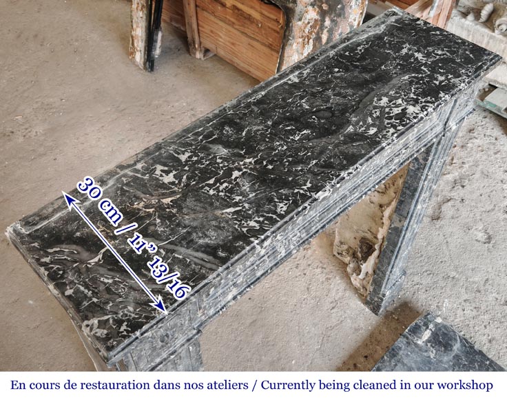 Louis XVI period molded fireplace in grey Saint-Anne marble-9