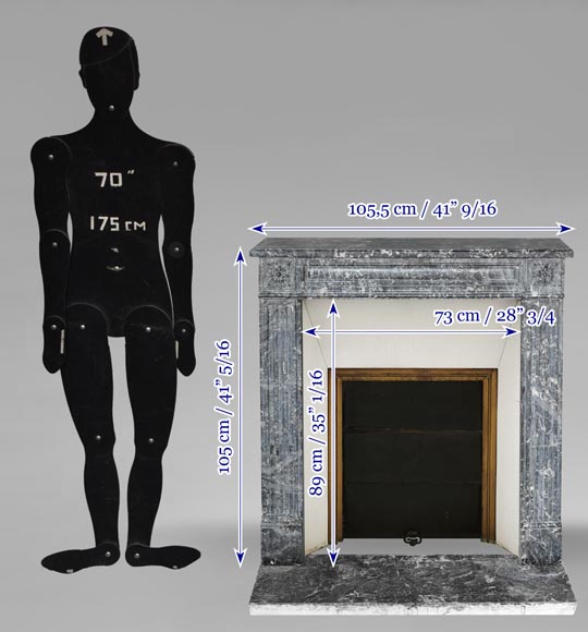 Louis XVI period molded fireplace in grey Saint-Anne marble-10