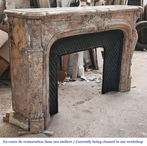 Regency style fireplace, in richly sculpted Sarrancolin marble Regency style fireplace, in richly sculpted Sarrancolin marble-4