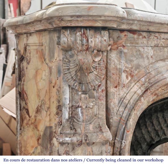 Regency style fireplace, in richly sculpted Sarrancolin marble Regency style fireplace, in richly sculpted Sarrancolin marble-5
