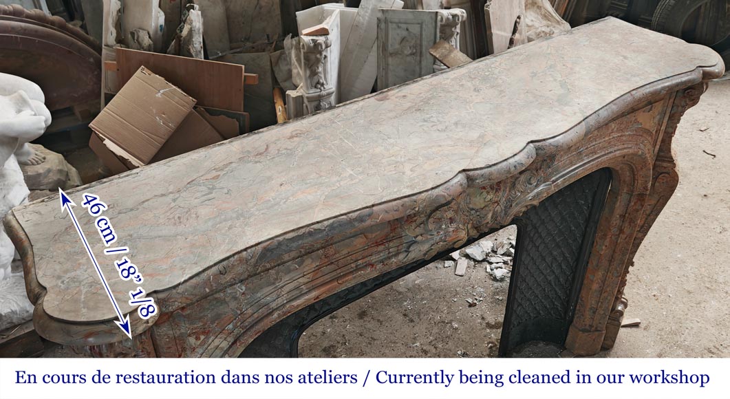 Regency style fireplace, in richly sculpted Sarrancolin marble Regency style fireplace, in richly sculpted Sarrancolin marble-12