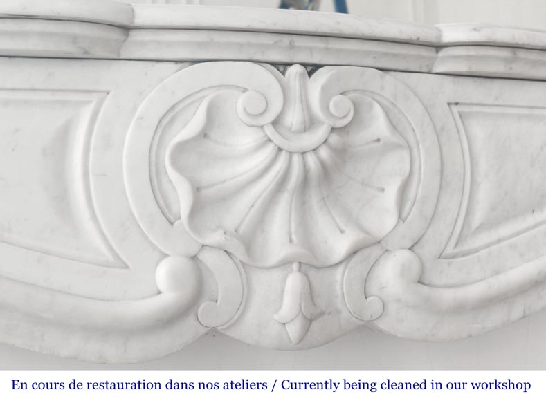 Louis XV style fireplace with shell decoration, in Carrara marble-2