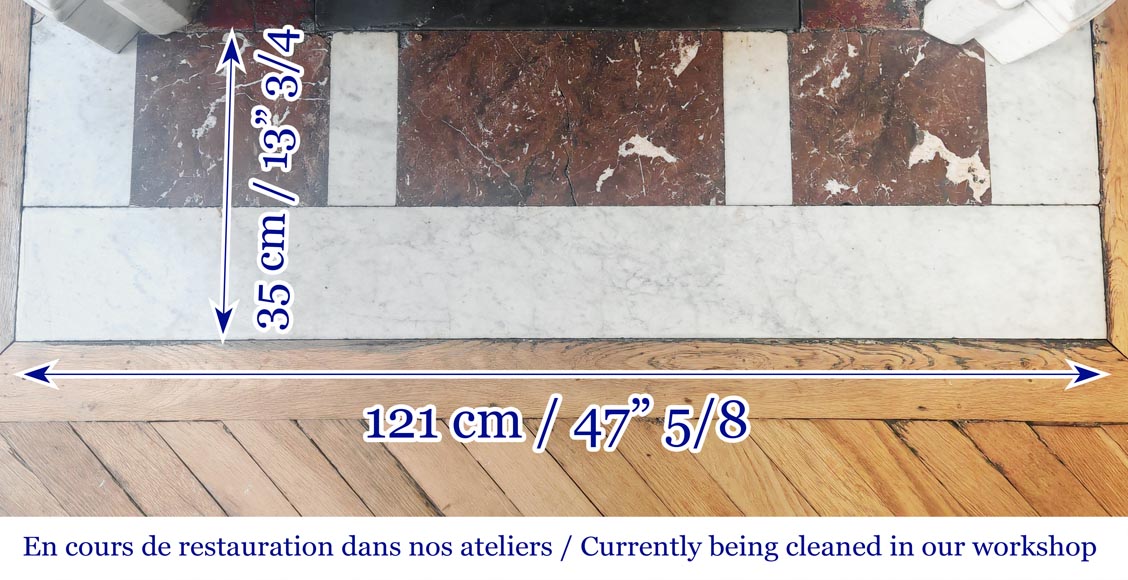 Louis XV style fireplace with shell decoration, in Carrara marble-9