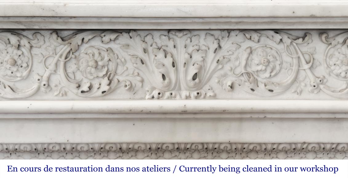 Finely carved Louis XVI style fireplace in statuary marble-1