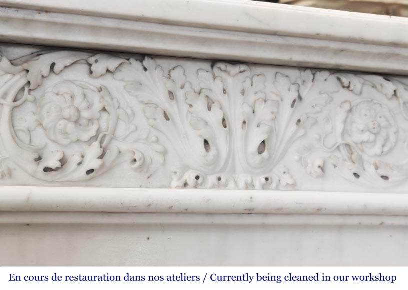 Finely carved Louis XVI style fireplace in statuary marble-2