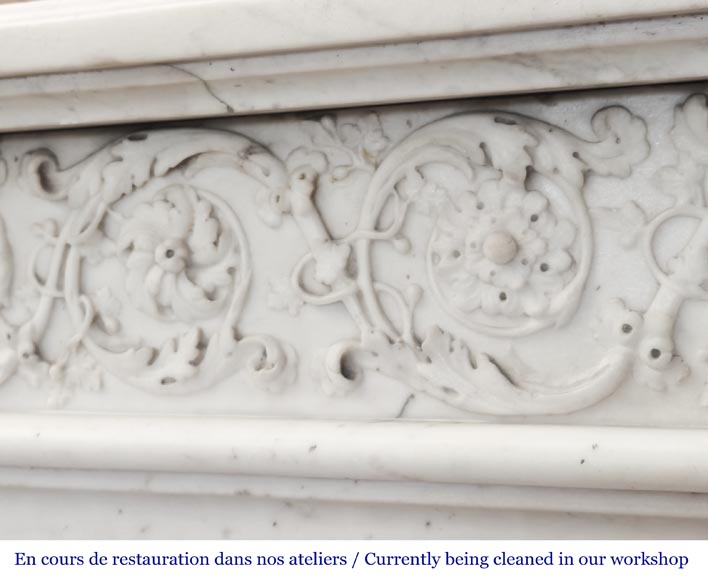 Finely carved Louis XVI style fireplace in statuary marble-3