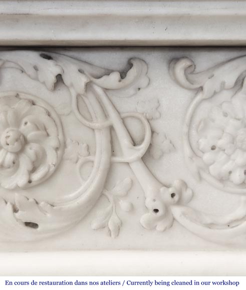 Finely carved Louis XVI style fireplace in statuary marble-4