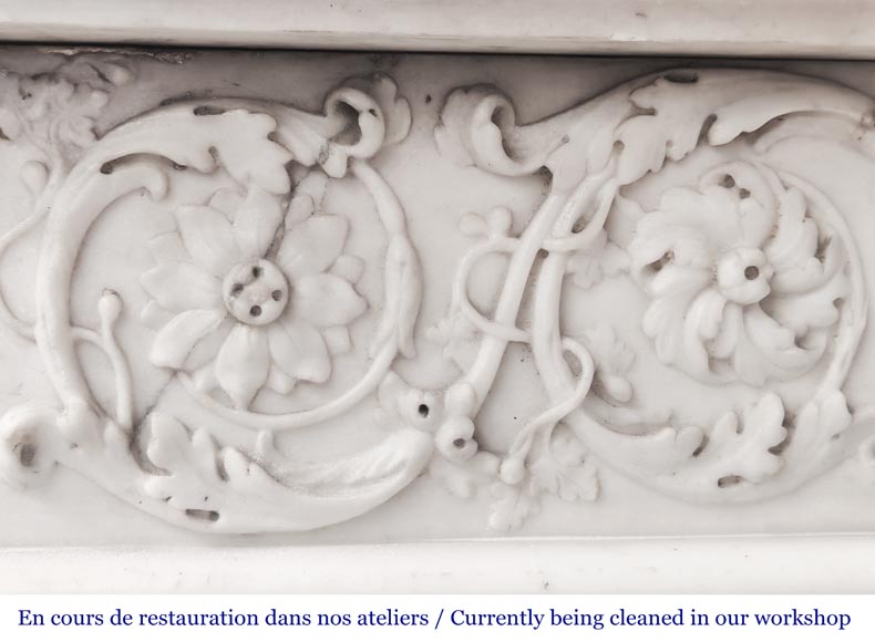 Finely carved Louis XVI style fireplace in statuary marble-5