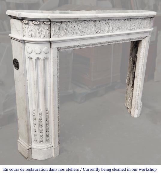 Finely carved Louis XVI style fireplace in statuary marble-6