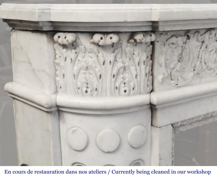 Finely carved Louis XVI style fireplace in statuary marble-7