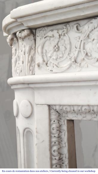 Finely carved Louis XVI style fireplace in statuary marble-8