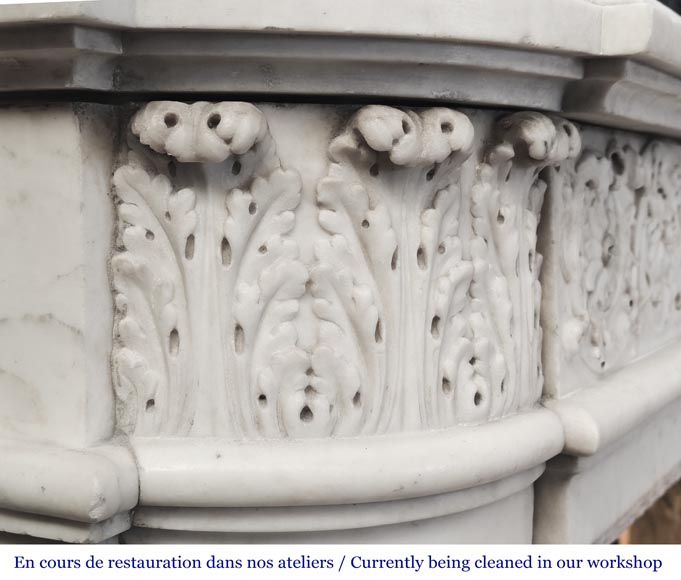 Finely carved Louis XVI style fireplace in statuary marble-9
