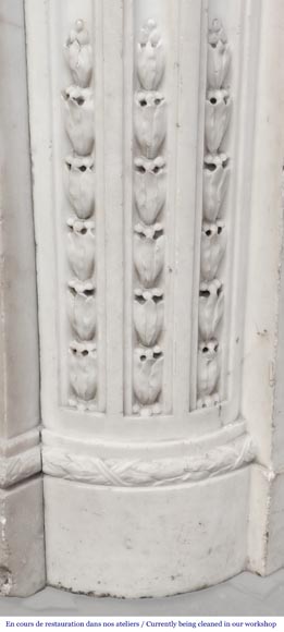 Finely carved Louis XVI style fireplace in statuary marble-10
