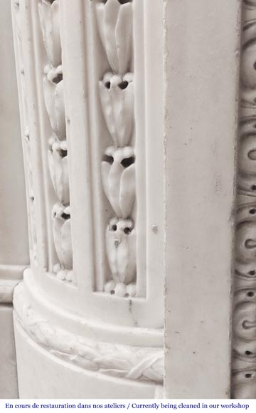 Finely carved Louis XVI style fireplace in statuary marble-11