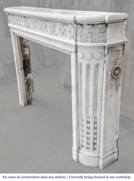 Finely carved Louis XVI style fireplace in statuary marble-12