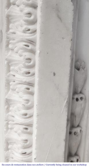 Finely carved Louis XVI style fireplace in statuary marble-16